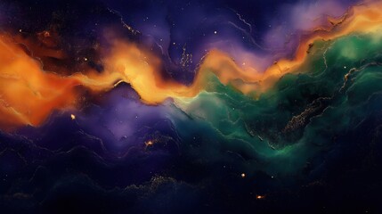 Wall Mural - A colorful galaxy with a purple and green swirl