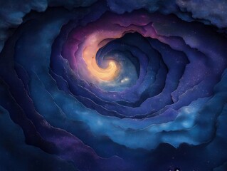 Wall Mural - A spiral galaxy with a blue background and orange swirls