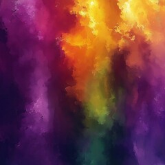 Wall Mural - A colorful painting of a rainbow with purple, green, and yellow colors