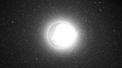 the night sky filled with dim stars, with one exceptional star glowing intensely, casting a radiant 