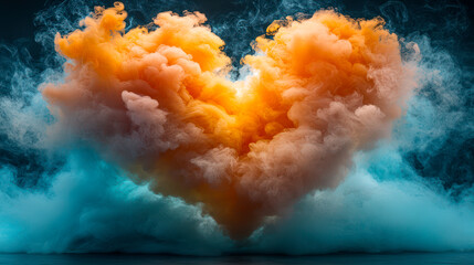 Wall Mural - Colorful smoke in the shape of heart