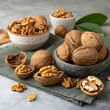 © Omiea - front view fresh whole walnuts in shells and clean