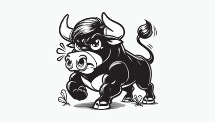 Wall Mural - Vector illustration of cartoon angry bull 