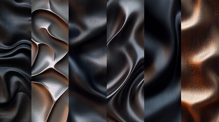 Wall Mural - A processed collage of smooth, elegant, wavy deep black silk fabric texture. Ideal for use as a background, banner, or texture for 3D mapping.