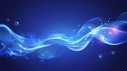 Wall Mural - a sleek blue neon illustration with soft, flowing waves, creating an elegant and premium design perf
