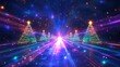 © Matthew - A vibrant, digital landscape featuring glowing Christmas trees and radiant light.