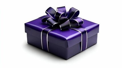 Poster - A beautifully wrapped purple gift box with a stylish ribbon and bow, perfect for any occasion.