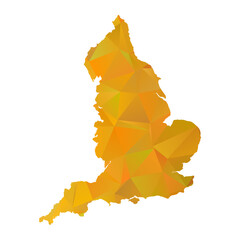 Wall Mural - Map of England - Gold Geometric Rumpled Triangular , Polygonal Design For Your. Vector illustration eps 10.	
