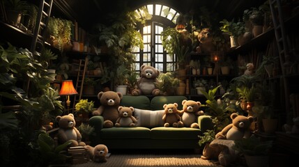 Jungle-themed room with soft animal toys and adventurous decor, sparking creative imagination.