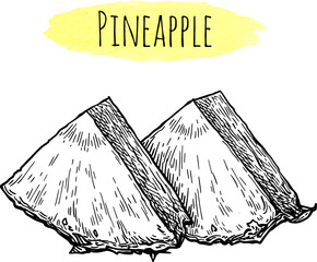 Canvas Print - pineapple wedges ink sketch.