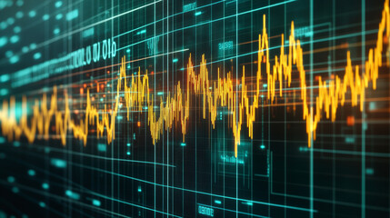 Sticker - a digital graph displaying fluctuating orange lines, representing data analysis or financial market 