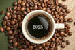 © Rysak - dark roasted coffee a cup with 2025 inscription