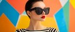 © felix_brönnimann - Trendy Fashion Model with Bold Sunglasses Against Colorful Geometric Background | Summer Style Inspiration and Chic Look