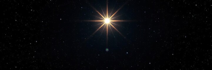 a lone star shines brightly in the darkness of space surrounded by countless other twinkling stars a