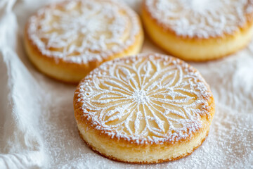 Canvas Print - Delicate shortcrust pastry cookies decorated with powdered sugar.