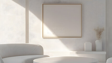 Wall Mural - Bright modern interior with empty frame and decor