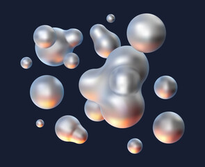 Wall Mural - 3d vector metal blobs.