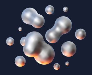 Wall Mural - 3d vector metal blobs.