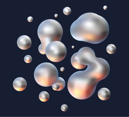 Wall Mural - 3d vector metal blobs.