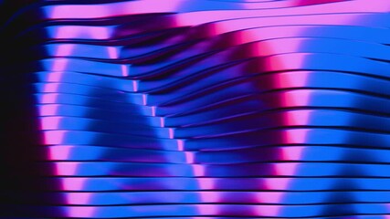 Wall Mural - 3d abstract geometric stripe wavy pink blue background, chrome material