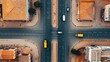 © pengzphoto - Aerial view of a busy road junction under construction urban area traffic management scene city environment bird's eye perspective infrastructure development