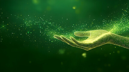 Green Abstract 3D Hand Illustration