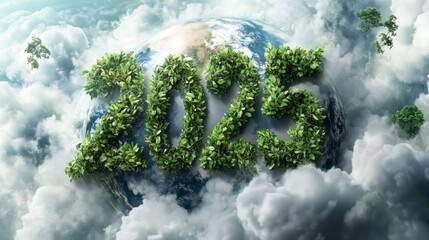 Wall Mural - 2025 New Year concept for Sustainable environment development goals on Top view nature. SDGs, ESG, Net Zero, and emission carbon neutral concept.sustainability management environmental for save world 