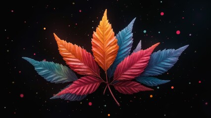 Canvas Print - A bunch of colorful leaves floating in the air