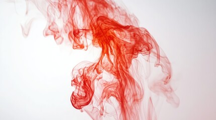 Fototapete - Abstract red smoke and flames on a white background creating a dramatic and artistic visual effect for design and creative projects
