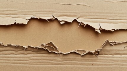 Poster - Damaged and Ripped Cardboard Kraft Paper Backdrop with Textured Effect for Creative Designs and Backgrounds