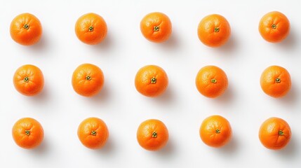 Leinwandbilder - Arrangement of fresh ripe tangerines on a clean white background showcasing vibrant orange color and natural textures of the fruit