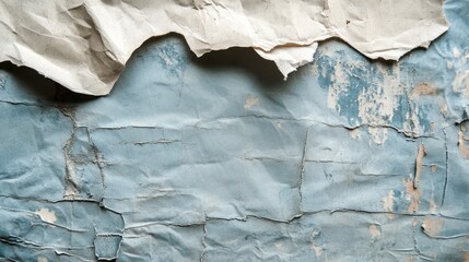 Poster - Texture of crumpled papers with faded colors and layers creating a vintage backdrop for creative writing or artistic designs