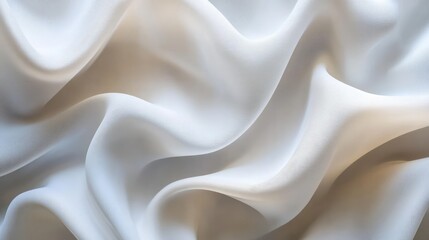 Poster - Abstract White Fabric Texture with Soft Waves and Curves Highlighting Subtle Shadows and Light for Background and Design Use