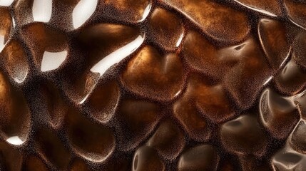 Aufkleber - Textured abstract background of glossy brown glass with organic shapes and reflections creating a rich visual effect.