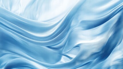 Poster - Luxurious blue silk fabric texture with smooth flowing waves ideal for elegant backgrounds and wallpapers in design projects.