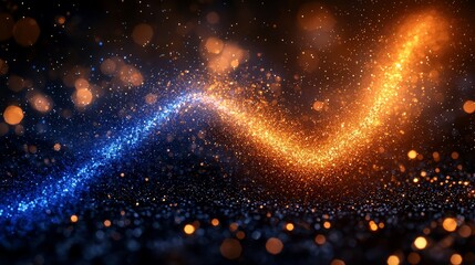 a blue and orange glittery background with a black background