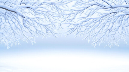 Wall Mural - Snow-covered branches create a serene winter landscape