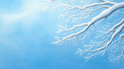 Wall Mural - Snow-covered branches against a clear blue sky