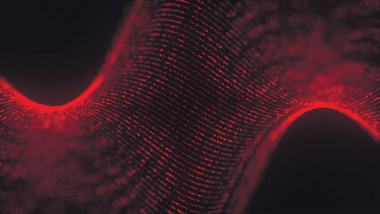 Wall Mural - futuristic particle wave. abstract technology background. rotating swirling particle shapes. dark ba