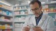 © Sebelas Studio - Pharmacist examining medication in a pharmacy setting.