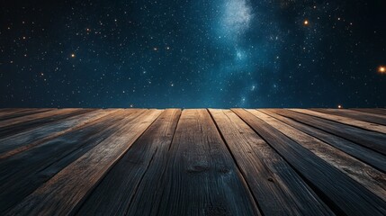 Wall Mural - Starry Night Over Wooden Deck