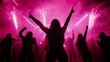 © CREATIVE STOCK - Silhouettes of Dancing Crowd with Fireworks and Lasers for New Year Party, Dancing and Party Vibes, New Year's day, New Year's Eve