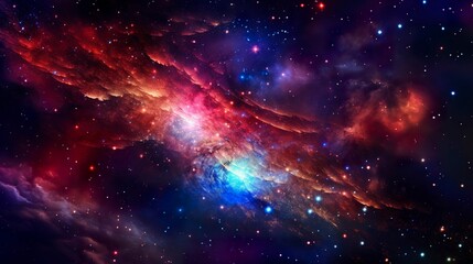 a photo of a spiral galaxy with fireworks