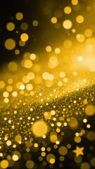 Wall Mural - golden glitter sparkling background 4k vertical video - seamless loop. shimmering bokeh lights, fest