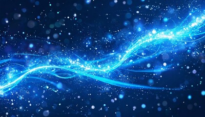 Wall Mural - futuristic blue wave technology animation in dark environment. smooth flowing and dynamic digital wa