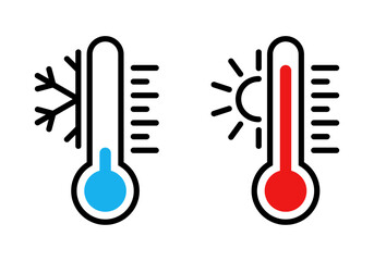 Wall Mural - thermometer with sun and snowflake icon