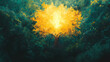 © Thiago - A vibrant golden tree radiating light in the midst of a dense green forest, illustrating uniqueness and triumph over the ordinary. Auric. Illustration