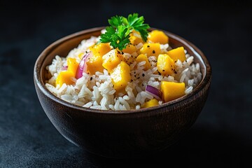 Canvas Print - Rice and Vegetables on Table