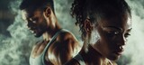 Intense Gym Workout with Determined Male and Female Athletes for Fitness Branding