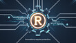 © Iryna - A glowing 'R' trademark symbol in a gear with the phrase 'Innovations require protection' on a high-tech background